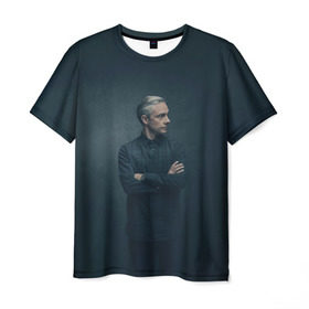 Мужская футболка 3D с принтом Доктор Ватсон , 100% полиэфир | прямой крой, круглый вырез горловины, длина до линии бедер | doctor | holmes | john | sherlock | watson | доктор ватсон | мартин фримен | холмс | шерлок