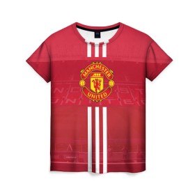 Женская футболка 3D с принтом Manchester United , 100% полиэфир ( синтетическое хлопкоподобное полотно) | прямой крой, круглый вырез горловины, длина до линии бедер | manchester | old | trafford | united | манчестер | юнайтед