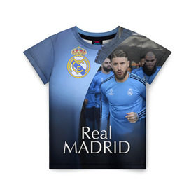 Детская футболка 3D с принтом Real Madrid , 100% гипоаллергенный полиэфир | прямой крой, круглый вырез горловины, длина до линии бедер, чуть спущенное плечо, ткань немного тянется | real madrid