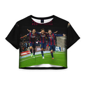 Женская футболка 3D укороченная с принтом Barcelona6 , 100% полиэстер | круглая горловина, длина футболки до линии талии, рукава с отворотами | barcelona | football | барса | барселона | примера | футбол | чемпионат испании