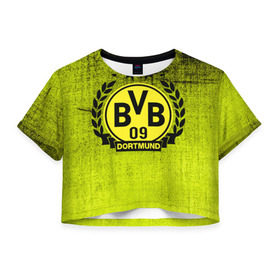 Женская футболка 3D укороченная с принтом Borussia5 , 100% полиэстер | круглая горловина, длина футболки до линии талии, рукава с отворотами | borussia | bvb | football | боруссия | бундеслига | дортмунд | футбол | чемпионат германии