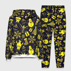 Мужской костюм 3D (с толстовкой) с принтом Новогодний ,  |  | Тематика изображения на принте: зима | игрушки | новый год | открытка | рождество | снеговик | текстура | украшения