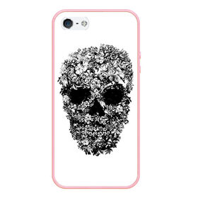 Чехол для iPhone 5/5S матовый с принтом Череп , Силикон | Область печати: задняя сторона чехла, без боковых панелей | скелет. скилет | ужас | хеллоуин | череп. кости | черепушка | черно белый