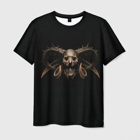 Мужская футболка 3D с принтом Череп , 100% полиэфир | прямой крой, круглый вырез горловины, длина до линии бедер | скелет. скилет | ужас | хеллоуин | череп. кости | черепушка | черно белый