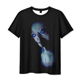 Мужская футболка 3D с принтом Галактический обитатель , 100% полиэфир | прямой крой, круглый вырез горловины, длина до линии бедер | галактика | звезды | инопланетянин | космос | нло | новинки