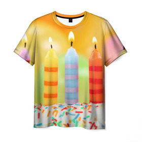 Мужская футболка 3D с принтом Цвета радости , 100% полиэфир | прямой крой, круглый вырез горловины, длина до линии бедер | арт | новинки | огонь | подарок | радуга | яркие