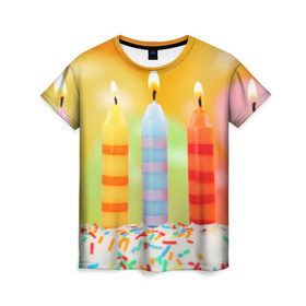 Женская футболка 3D с принтом Цвета радости , 100% полиэфир ( синтетическое хлопкоподобное полотно) | прямой крой, круглый вырез горловины, длина до линии бедер | арт | новинки | огонь | подарок | радуга | яркие
