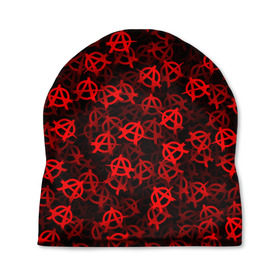 Шапка 3D с принтом Анархия (красное на черном) , 100% полиэстер | универсальный размер, печать по всей поверхности изделия | Тематика изображения на принте: punk | rock | rocknroll | roll | панк | рок | рокнролл | ролл | текстура