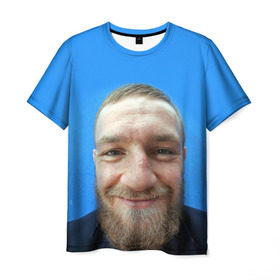 Мужская футболка 3D с принтом Mcgregor smile , 100% полиэфир | прямой крой, круглый вырез горловины, длина до линии бедер | Тематика изображения на принте: conor | macgregor | макгрегор