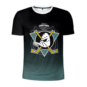 Мужская футболка 3D спортивная с принтом Anaheim Ducks 3D Team2 , 100% полиэстер с улучшенными характеристиками | приталенный силуэт, круглая горловина, широкие плечи, сужается к линии бедра | Тематика изображения на принте: anaheim ducks | nhl | спорт | хоккей