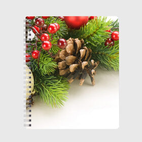 Тетрадь с принтом Дуx рождества , 100% бумага | 48 листов, плотность листов — 60 г/м2, плотность картонной обложки — 250 г/м2. Листы скреплены сбоку удобной пружинной спиралью. Уголки страниц и обложки скругленные. Цвет линий — светло-серый
 | 2017 | год | зима | новинки | новый | петух | популярное | праздник | символ | снег