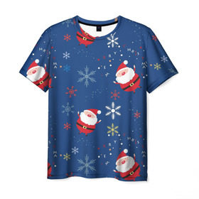 Мужская футболка 3D с принтом Новый год от new.art.fox , 100% полиэфир | прямой крой, круглый вырез горловины, длина до линии бедер | праздник | снег | снежинки