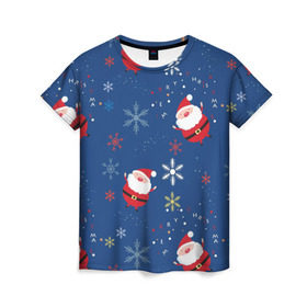 Женская футболка 3D с принтом Новый год от new.art.fox , 100% полиэфир ( синтетическое хлопкоподобное полотно) | прямой крой, круглый вырез горловины, длина до линии бедер | праздник | снег | снежинки