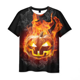 Мужская футболка 3D с принтом Огненная стихия хэллоуин , 100% полиэфир | прямой крой, круглый вырез горловины, длина до линии бедер | fire | luxury | premium | vip | vppdgryphon | огненная стихия | огонь | пожар | премиум | хэллоуин | эксклюзив