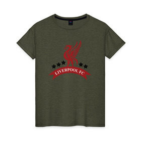 Женская футболка хлопок с принтом Liverpool , 100% хлопок | прямой крой, круглый вырез горловины, длина до линии бедер, слегка спущенное плечо | ливерпуль