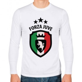 Мужской лонгслив хлопок с принтом Forza Juventus , 100% хлопок |  | Тематика изображения на принте: forza | juventus | футбол