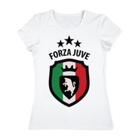Женская футболка хлопок с принтом Forza Juventus , 100% хлопок | прямой крой, круглый вырез горловины, длина до линии бедер, слегка спущенное плечо | forza | juventus | футбол
