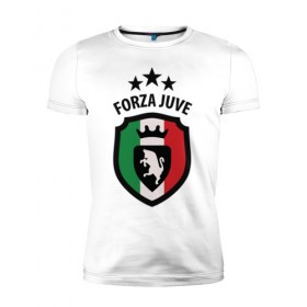 Мужская футболка премиум с принтом Forza Juventus , 92% хлопок, 8% лайкра | приталенный силуэт, круглый вырез ворота, длина до линии бедра, короткий рукав | forza | juventus | футбол
