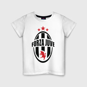 Детская футболка хлопок с принтом Forza Juventus , 100% хлопок | круглый вырез горловины, полуприлегающий силуэт, длина до линии бедер | forza | juventus | футбол