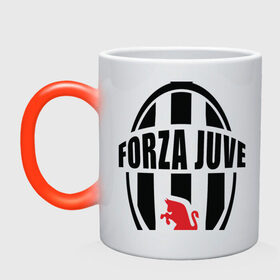 Кружка хамелеон с принтом Forza Juventus , керамика | меняет цвет при нагревании, емкость 330 мл | forza | juventus | футбол