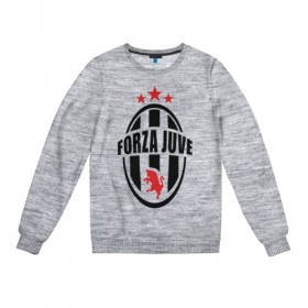 Женский свитшот хлопок с принтом Forza Juventus , 100% хлопок | прямой крой, круглый вырез, на манжетах и по низу широкая трикотажная резинка  | forza | juventus | футбол
