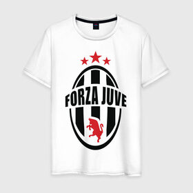 Мужская футболка хлопок с принтом Forza Juventus , 100% хлопок | прямой крой, круглый вырез горловины, длина до линии бедер, слегка спущенное плечо. | forza | juventus | футбол