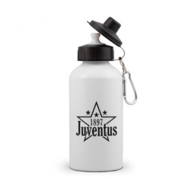 Бутылка спортивная с принтом juventus , металл | емкость — 500 мл, в комплекте две пластиковые крышки и карабин для крепления | juventus | ювентус