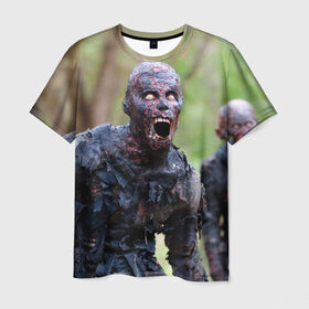 Мужская футболка 3D с принтом Zombie , 100% полиэфир | прямой крой, круглый вырез горловины, длина до линии бедер | walking dead | zombie | зомби | ходячие мертвецы