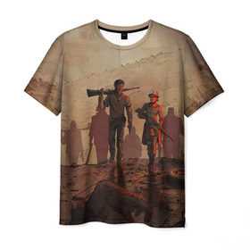 Мужская футболка 3D с принтом Walking Dead , 100% полиэфир | прямой крой, круглый вырез горловины, длина до линии бедер | 