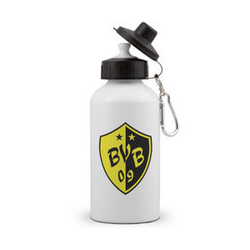 Бутылка спортивная с принтом BVB , металл | емкость — 500 мл, в комплекте две пластиковые крышки и карабин для крепления | 