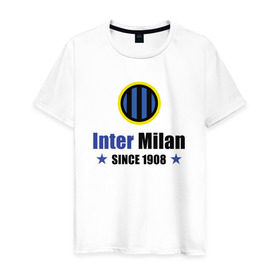 Мужская футболка хлопок с принтом Inter Milan , 100% хлопок | прямой крой, круглый вырез горловины, длина до линии бедер, слегка спущенное плечо. | 