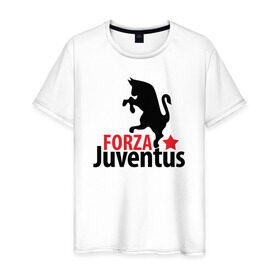 Мужская футболка хлопок с принтом Forza Juventus , 100% хлопок | прямой крой, круглый вырез горловины, длина до линии бедер, слегка спущенное плечо. | juventus | ювентус