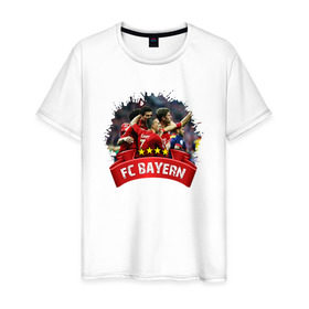 Мужская футболка хлопок с принтом FC_Bayern , 100% хлопок | прямой крой, круглый вырез горловины, длина до линии бедер, слегка спущенное плечо. | bayern | бавария