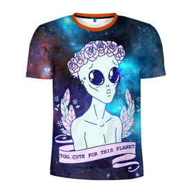 Мужская футболка 3D спортивная с принтом cute alien , 100% полиэстер с улучшенными характеристиками | приталенный силуэт, круглая горловина, широкие плечи, сужается к линии бедра | alien. нло | cosmos | cute | sky | tmblr | tumbler | инопланетянин | космос | мило