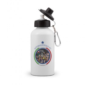 Бутылка спортивная с принтом Internazionale , металл | емкость — 500 мл, в комплекте две пластиковые крышки и карабин для крепления | 