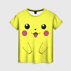 Женская футболка 3D с принтом Пикачу , 100% полиэфир ( синтетическое хлопкоподобное полотно) | прямой крой, круглый вырез горловины, длина до линии бедер | pokemon | pokemon go | анимэ | пикачу | покемон гоу | покемоны