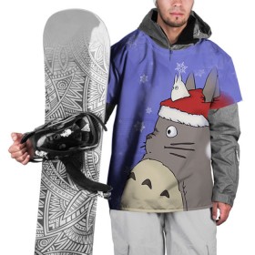 Накидка на куртку 3D с принтом Тоторо и снег , 100% полиэстер |  | totoro | аниме | новогодние аниме | новый год | рождественские аниме | тоторо