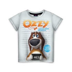 Детская футболка 3D с принтом Ozzy , 100% гипоаллергенный полиэфир | прямой крой, круглый вырез горловины, длина до линии бедер, чуть спущенное плечо, ткань немного тянется | dog | fast furry | бигль | большой собачий побег | мартин | мультфильм | оззи | побег | свободу разношерстным | собака