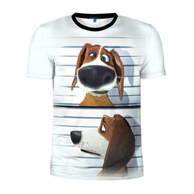 Мужская футболка 3D спортивная с принтом Разыскивается пёс , 100% полиэстер с улучшенными характеристиками | приталенный силуэт, круглая горловина, широкие плечи, сужается к линии бедра | Тематика изображения на принте: dog | fast furry | бигль | большой собачий побег | мартин | мультфильм | оззи | побег | свободу разношерстным | собака