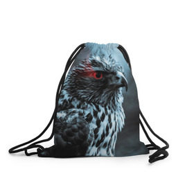 Рюкзак-мешок 3D с принтом Ночной орёл , 100% полиэстер | плотность ткани — 200 г/м2, размер — 35 х 45 см; лямки — толстые шнурки, застежка на шнуровке, без карманов и подкладки | глаз | крылья | орёл | пернатые | перья | природа | птица