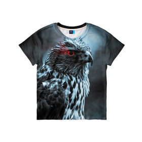 Детская футболка 3D с принтом Ночной орёл , 100% гипоаллергенный полиэфир | прямой крой, круглый вырез горловины, длина до линии бедер, чуть спущенное плечо, ткань немного тянется | Тематика изображения на принте: глаз | крылья | орёл | пернатые | перья | природа | птица