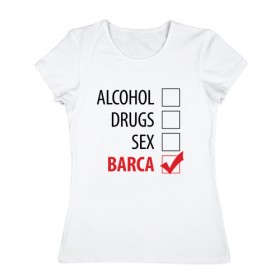 Женская футболка хлопок с принтом Barcelona , 100% хлопок | прямой крой, круглый вырез горловины, длина до линии бедер, слегка спущенное плечо | барселона