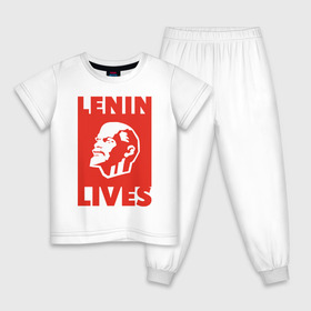 Детская пижама хлопок с принтом Ленин жив , 100% хлопок |  брюки и футболка прямого кроя, без карманов, на брюках мягкая резинка на поясе и по низу штанин
 | Тематика изображения на принте: lenin | вождь | кпссс | ленин | патриот | россия | советский | советский союз | ссср