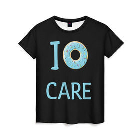 Женская футболка 3D с принтом Donut care , 100% полиэфир ( синтетическое хлопкоподобное полотно) | прямой крой, круглый вырез горловины, длина до линии бедер | simpsons