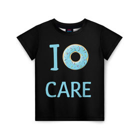 Детская футболка 3D с принтом Donut care , 100% гипоаллергенный полиэфир | прямой крой, круглый вырез горловины, длина до линии бедер, чуть спущенное плечо, ткань немного тянется | simpsons