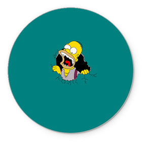Коврик круглый с принтом Alien-Homer , резина и полиэстер | круглая форма, изображение наносится на всю лицевую часть | Тематика изображения на принте: simpsons