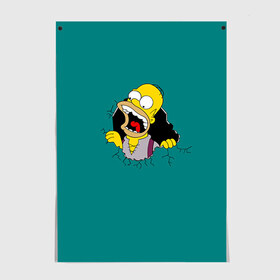 Постер с принтом Alien-Homer , 100% бумага
 | бумага, плотность 150 мг. Матовая, но за счет высокого коэффициента гладкости имеет небольшой блеск и дает на свету блики, но в отличии от глянцевой бумаги не покрыта лаком | simpsons