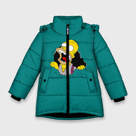 Зимняя куртка для девочек 3D с принтом Alien-Homer , ткань верха — 100% полиэстер; подклад — 100% полиэстер, утеплитель — 100% полиэстер. | длина ниже бедра, удлиненная спинка, воротник стойка и отстегивающийся капюшон. Есть боковые карманы с листочкой на кнопках, утяжки по низу изделия и внутренний карман на молнии. 

Предусмотрены светоотражающий принт на спинке, радужный светоотражающий элемент на пуллере молнии и на резинке для утяжки. | simpsons