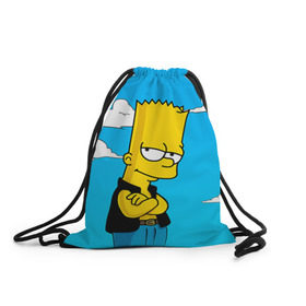 Рюкзак-мешок 3D с принтом Барт Симпсон , 100% полиэстер | плотность ткани — 200 г/м2, размер — 35 х 45 см; лямки — толстые шнурки, застежка на шнуровке, без карманов и подкладки | simpsons