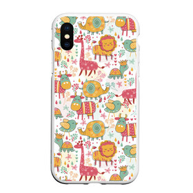 Чехол для iPhone XS Max матовый с принтом Детские рисунки , Силикон | Область печати: задняя сторона чехла, без боковых панелей | дети | животные | жираф | лев | птица | рисунок | слон | фауна | черепаха